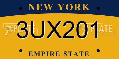 3UX201 New York License Plate
