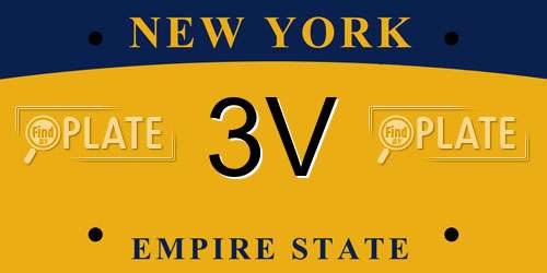 3V New York License Plate