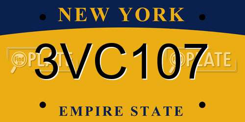 3VC107 New York License Plate