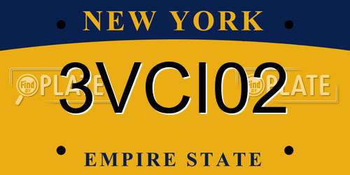 3VCI02 New York License Plate