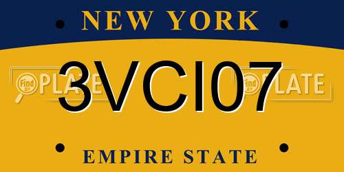3VCI07 New York License Plate