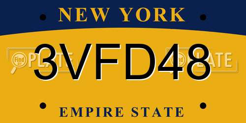 3VFD48 New York License Plate