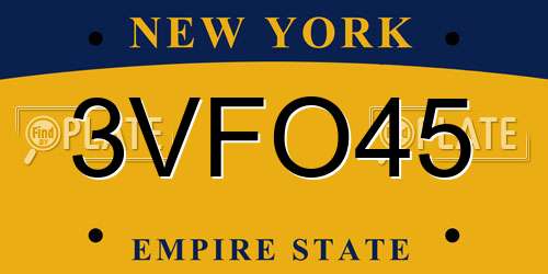3VFO45 New York License Plate