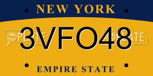 3VFO48 New York License Plate
