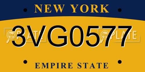 3VG0577 New York License Plate