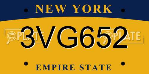 3VG652 New York License Plate