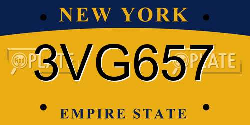 3VG657 New York License Plate