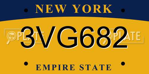 3VG682 New York License Plate