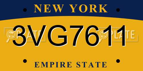 3VG7611 New York License Plate