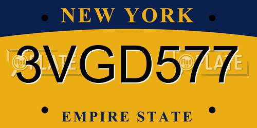 3VGD577 New York License Plate