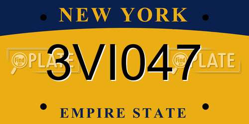 3VI047 New York License Plate
