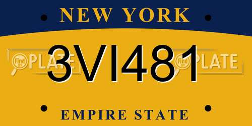 3VI481 New York License Plate