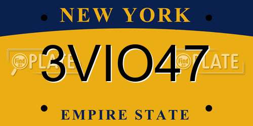 3VIO47 New York License Plate