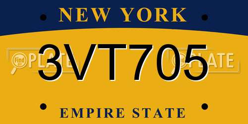 3VT705 New York License Plate