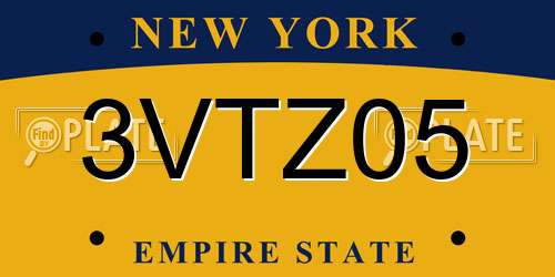 3VTZ05 New York License Plate