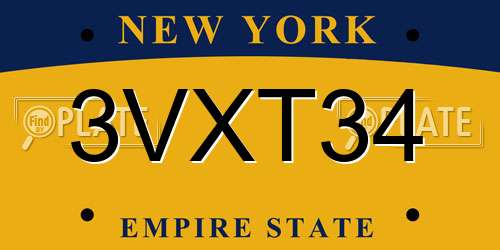3VXT34 New York License Plate