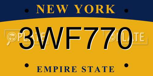 3WF770 New York License Plate