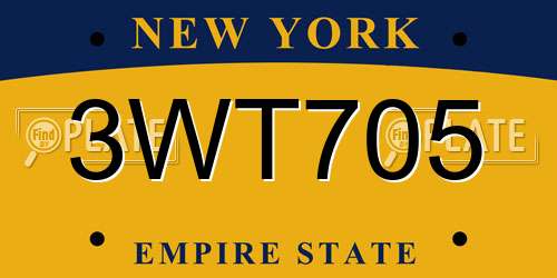 3WT705 New York License Plate