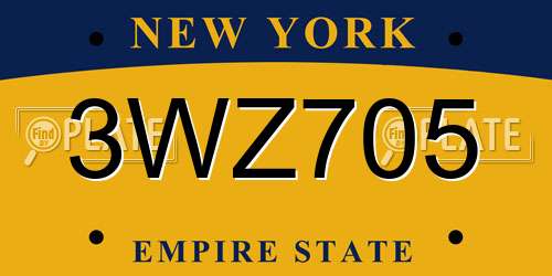 3WZ705 New York License Plate