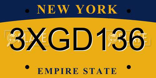 3XGD136 New York License Plate