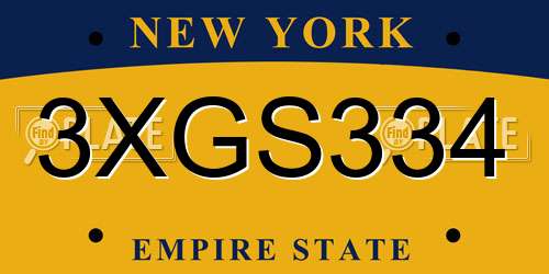 3XGS334 New York License Plate