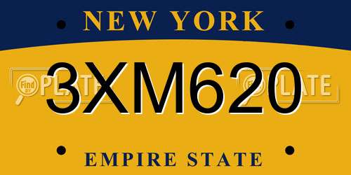 3XM620 New York License Plate