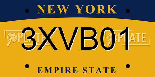 3XVB01 New York License Plate