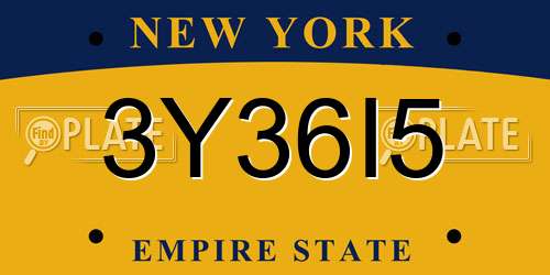 3Y36I5 New York License Plate