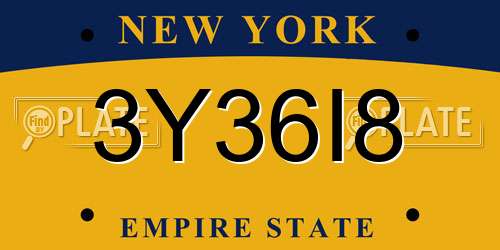3Y36I8 New York License Plate