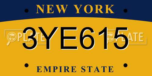 3YE615 New York License Plate