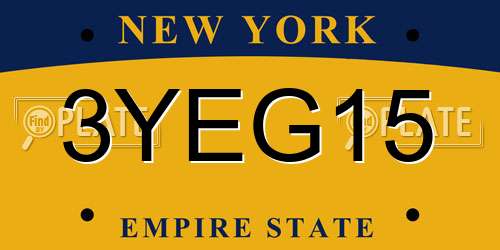 3YEG15 New York License Plate