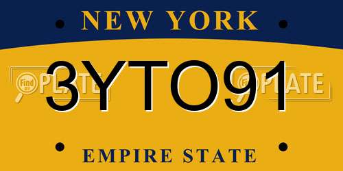3YTO91 New York License Plate