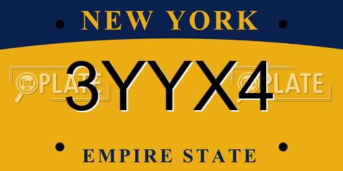 3YYX4 New York License Plate