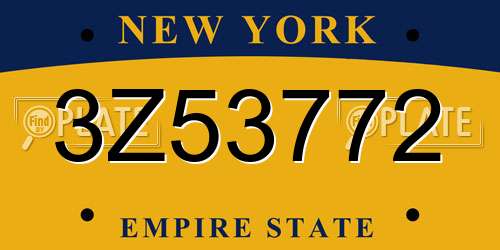 3Z53772 New York License Plate