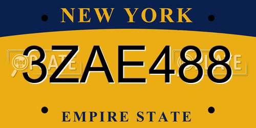 3ZAE488 New York License Plate