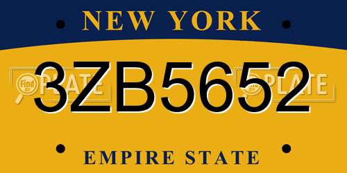 3ZB5652 New York License Plate