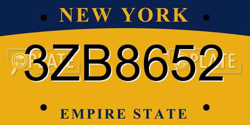 3ZB8652 New York License Plate