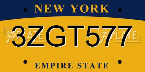 3ZGT577 New York License Plate