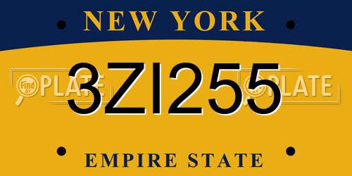 3ZI255 New York License Plate