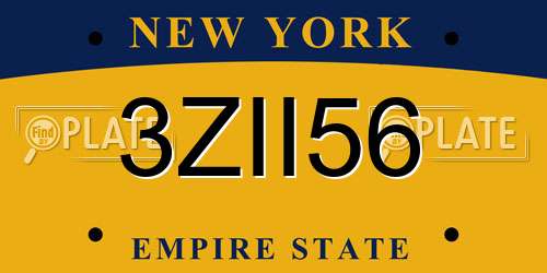 3ZII56 New York License Plate