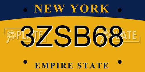 3ZSB68 New York License Plate