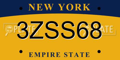 3ZSS68 New York License Plate