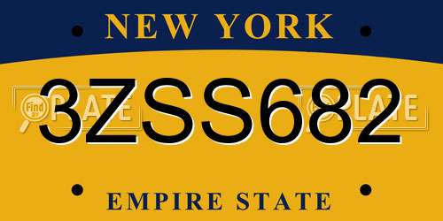 3ZSS682 New York License Plate
