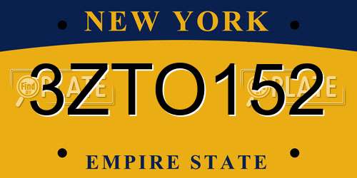 3ZTO152 New York License Plate