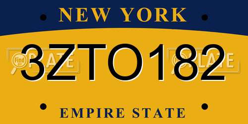 3ZTO182 New York License Plate