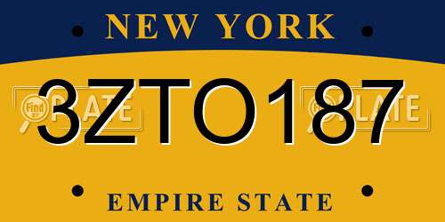 3ZTO187 New York License Plate