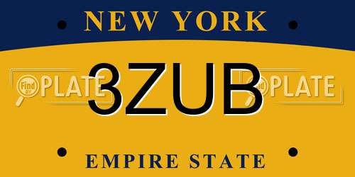 3ZUB New York License Plate