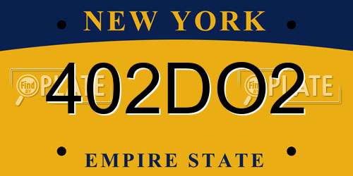 402DO2 New York License Plate