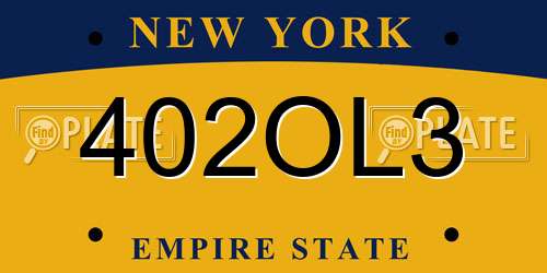 402OL3 New York License Plate