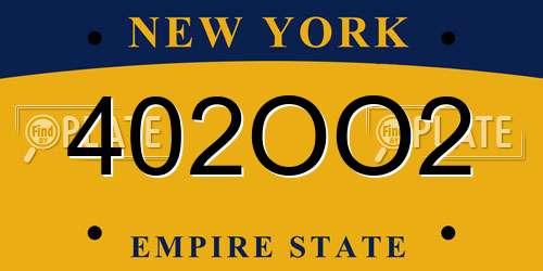 402OO2 New York License Plate